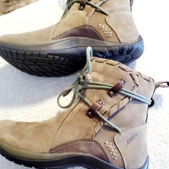 Earth Scenic Brown Khaki Leather Wrap Around Lace Ankle Boots Size 7 - Picture 5 of 12